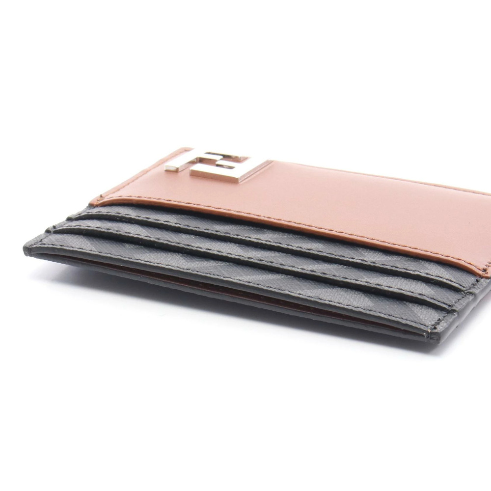 Fendi FF Square Card Case Leather Brown Black - Picture 3 of 4